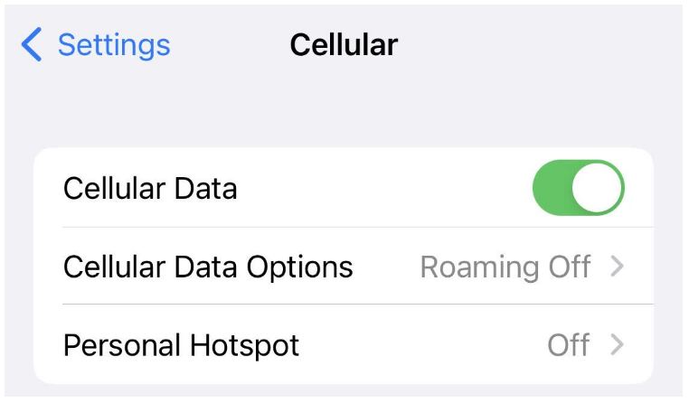تنظیمات Cellular را باز کنید