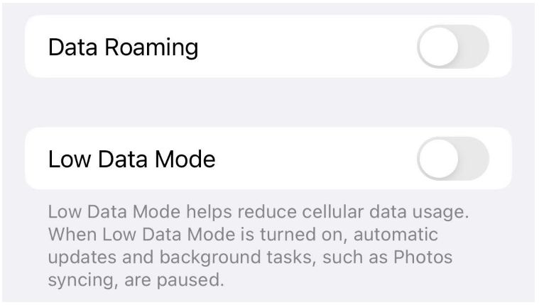 حالت Low Data را خاموش کنید