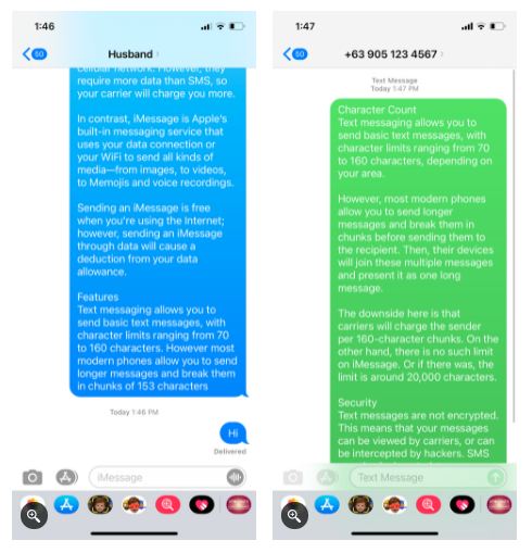 imessage and sms