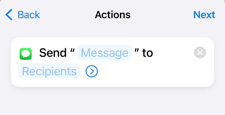 پس از تنظیم زمان، روی Add Action ضربه بزنید و Send Message را انتخاب کنید.