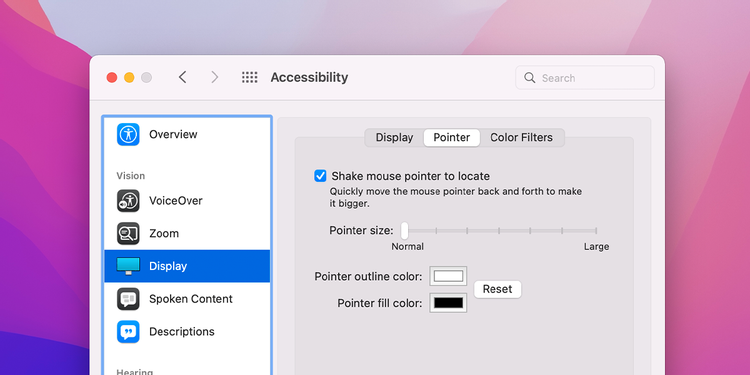 نحوه تغییر رنگ قسمت بیرونی نشانگر ماوس macOS